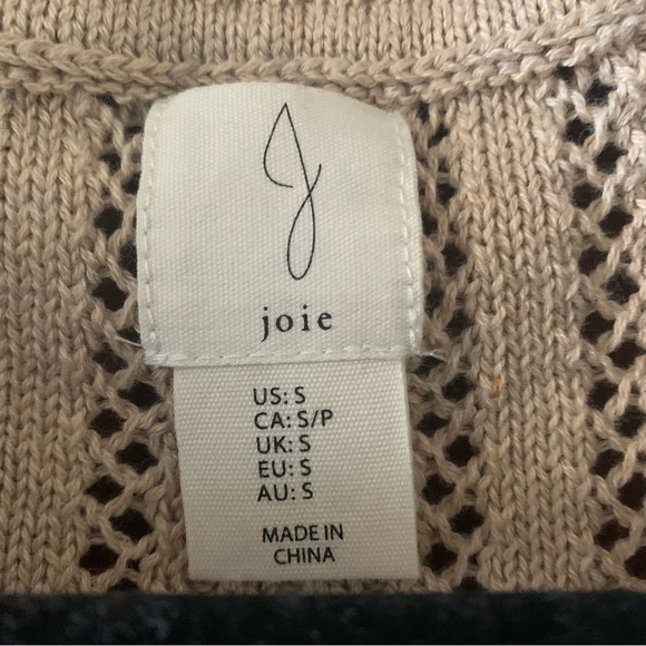 Joie Tan V-Neck Sweater with Cable Knit Design - Picture 2 of 6